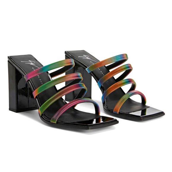 Giuseppe Zanotti Shangay 85MM Strappy Patent Slide Sandals Size 38.5 (MSRP $795) - Picture 1 of 12